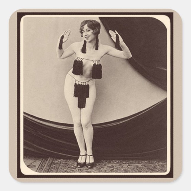 Niedliches Risqué-Flapper-Girl der 1920er Jahre Quadratischer Aufkleber (Vorderseite)