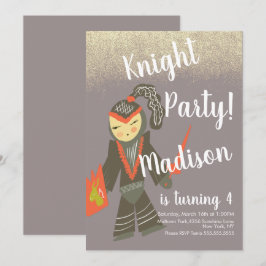 Niedliches Ritter Party Doodle Einladung