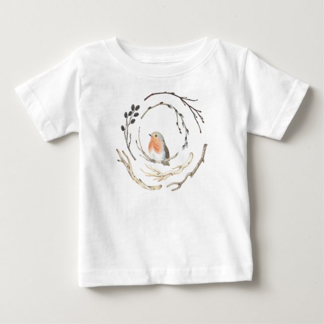 Niedliches Robin Sparrow Bird Birds Kleinkind Shir Baby T-shirt (Vorderseite)