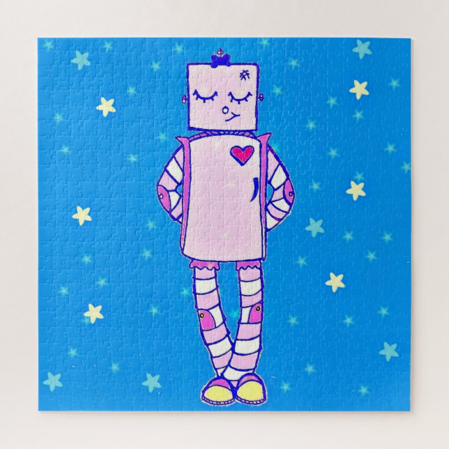 Niedliches Robot and Stars Puzzle (Vertikal)