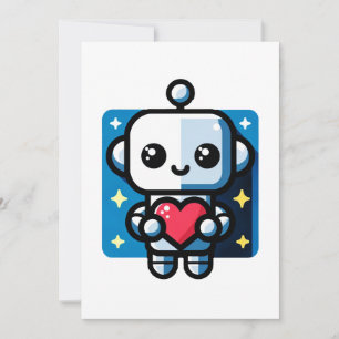 Niedliches Robot Holding Heart - Adorable Liebe &  Feiertagskarte