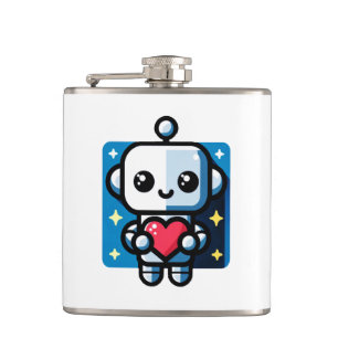 Niedliches Robot Holding Heart - Adorable Liebe &  Flachmann