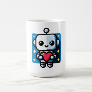 Niedliches Robot Holding Heart - Adorable Liebe & Kaffeetasse