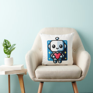 Niedliches Robot Holding Heart - Adorable Liebe &  Kissen