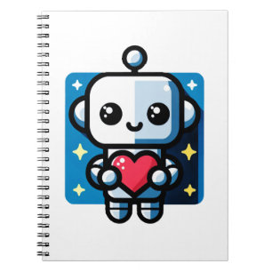 Niedliches Robot Holding Heart - Adorable Liebe & Notizblock