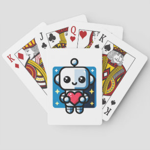 Niedliches Robot Holding Heart - Adorable Liebe & Spielkarten