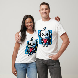 Niedliches Robot Holding Heart - Adorable Liebe & T-Shirt