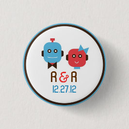 Niedliches Robot Theme Wedding Button