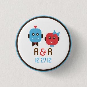 Niedliches Robot Theme Wedding Button