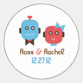 Niedliches Robot Theme Wedding Runder Aufkleber