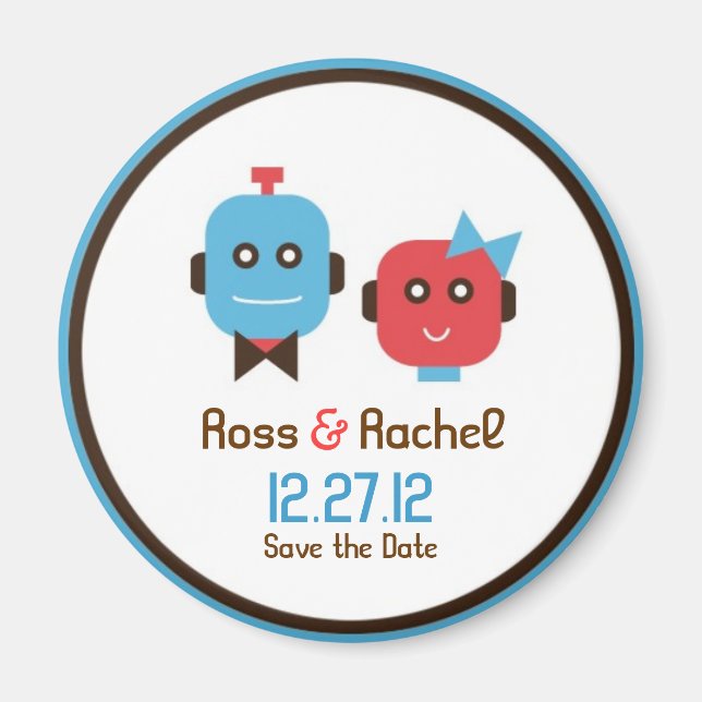 Niedliches Robot Theme Wedding Save the Date Magnet (Vorne)