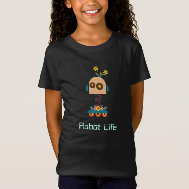 Niedliches Roboterdesign T-Shirt (Vorderseite)