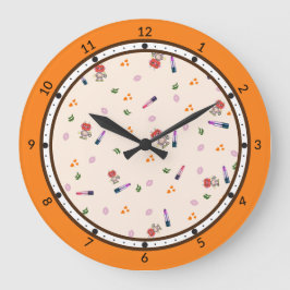 Niedliches Robotermuster Große Wanduhr