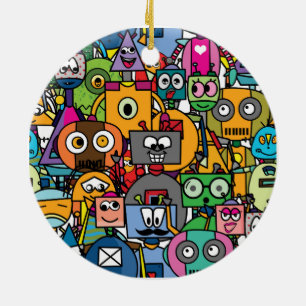 Niedliches Robotermuster Keramik Ornament