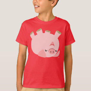 Niedliches Rollen über Cartoon Schweinekinder T - T-Shirt