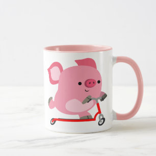 Niedliches Roller-ReitenCartoon-Schwein Tasse