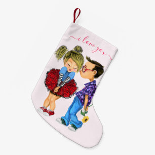Niedliches romantisches Paar - Liebe - I Liebe You Kleiner Weihnachtsstrumpf
