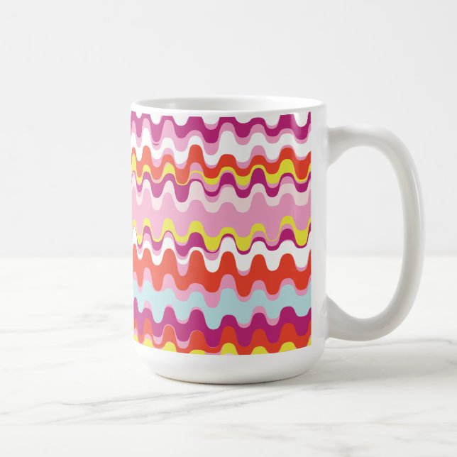 Niedliches, rosa abstraktes Wellenmuster Tasse (Rechts)