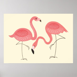 Niedliches rosa Anstrich der Flamingos-Illustratio Poster