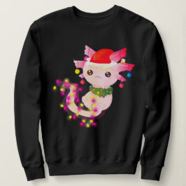 Niedliches rosa Axolotl im Weihnachtslicht Sweatshirt