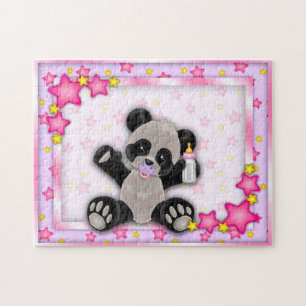 Niedliches rosa Baby-Panda-Bärn-Puzzlespiel Puzzle