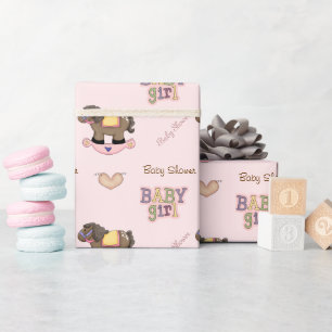 Niedliches rosa Babyduschpapier Geschenkpapier