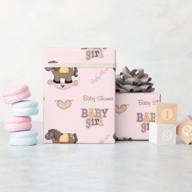 Niedliches rosa Babyduschpapier Geschenkpapier (Babyparty)
