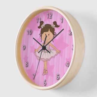 Niedliches rosa Ballett-Mädchen auf US Flagge Uhr