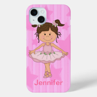 Niedliches rosa Ballettmädchen auf Sternen und Str iPhone 15 Mini Hülle