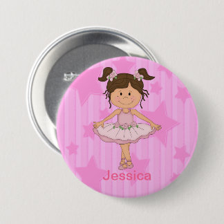 Niedliches rosa Ballettmädchen auf US Flagge Button