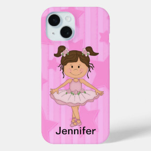 Niedliches rosa Ballettmädchen auf US Flagge iPhone 15 Hülle