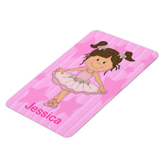 Niedliches rosa Ballettmädchen auf US Flagge Magnet