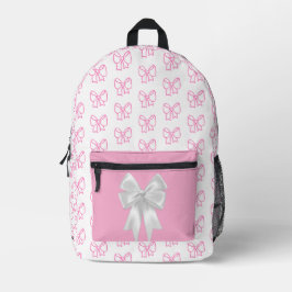 Niedliches rosa Bow Muster Backpack mit weißem Ban Bedruckter Rucksack