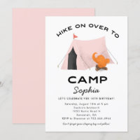 Niedliches rosa Camping Geburtstagsparty