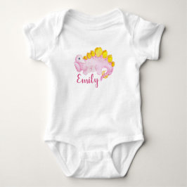 Niedliches rosa Dino Aquarellmalerei Dinozaur Paci Baby Strampler