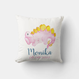 Niedliches rosa Dino Aquarellmalerei Dinozaur Paci Kissen