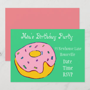 Niedliches Rosa Donut Girl Party Einladung