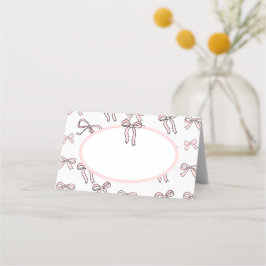 Niedliches rosa Doodle-Bow Leere Food oder Platzkarte