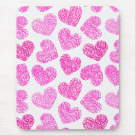 Niedliches rosa doodled Herz Valentinstag Muster Mousepad