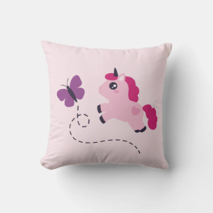 Niedliches Rosa Einhorn mit Schmetterling Kissen