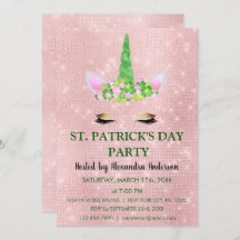 Niedliches Rosa Einhorn St. Patrick's Day Party