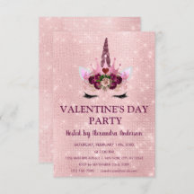 Niedliches Rosa Einhorn Valentinstag Party