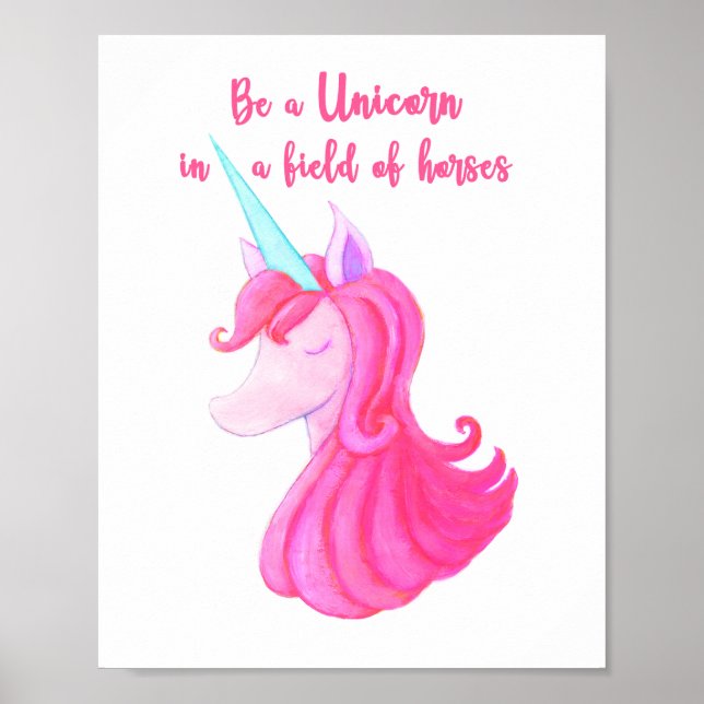 niedliches rosa Einhornplakat Poster (Vorne)