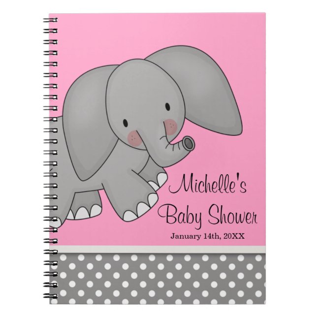 Niedliches rosa Elefant-Baby-Duschen-Gast-Buch Notizblock (Vorderseite)