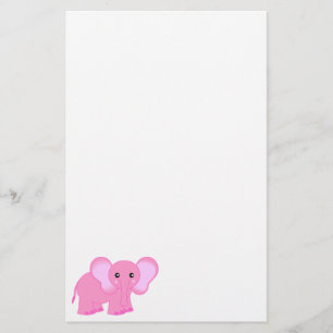 Niedliches rosa Elefant-Briefpapier Briefpapier