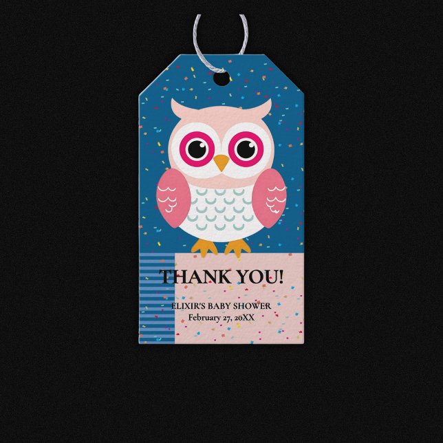 Niedliches Rosa Eule Geschlecht Neutral Woodland B Geschenkanhänger (Von Creator hochgeladen)