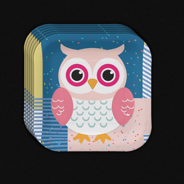 Niedliches Rosa Eule Geschlecht Neutral Woodland B Pappteller (Von Creator hochgeladen)