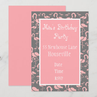 Niedliches Rosa Flamingo Art Girl Party Einladung