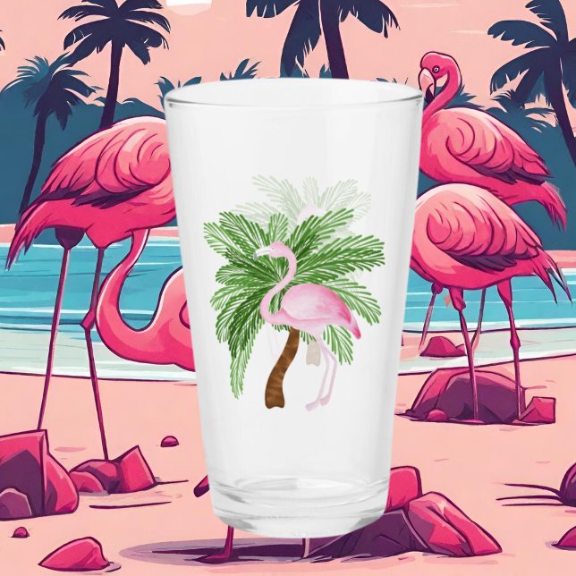 niedliches Rosa Flamingo Beach Glass Glas (Von Creator hochgeladen)