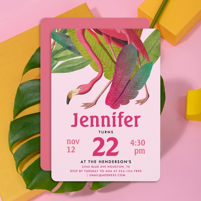 Niedliches Rosa Flamingo Girl Tropical Aloha Summe Einladung (Von Creator hochgeladen)